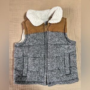 Old Navy Gray and Tan Corduroy, Marbled and Sherpa Vest